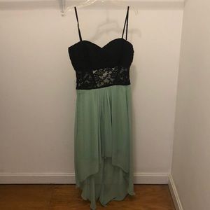 High low dress, black and sea foam green
